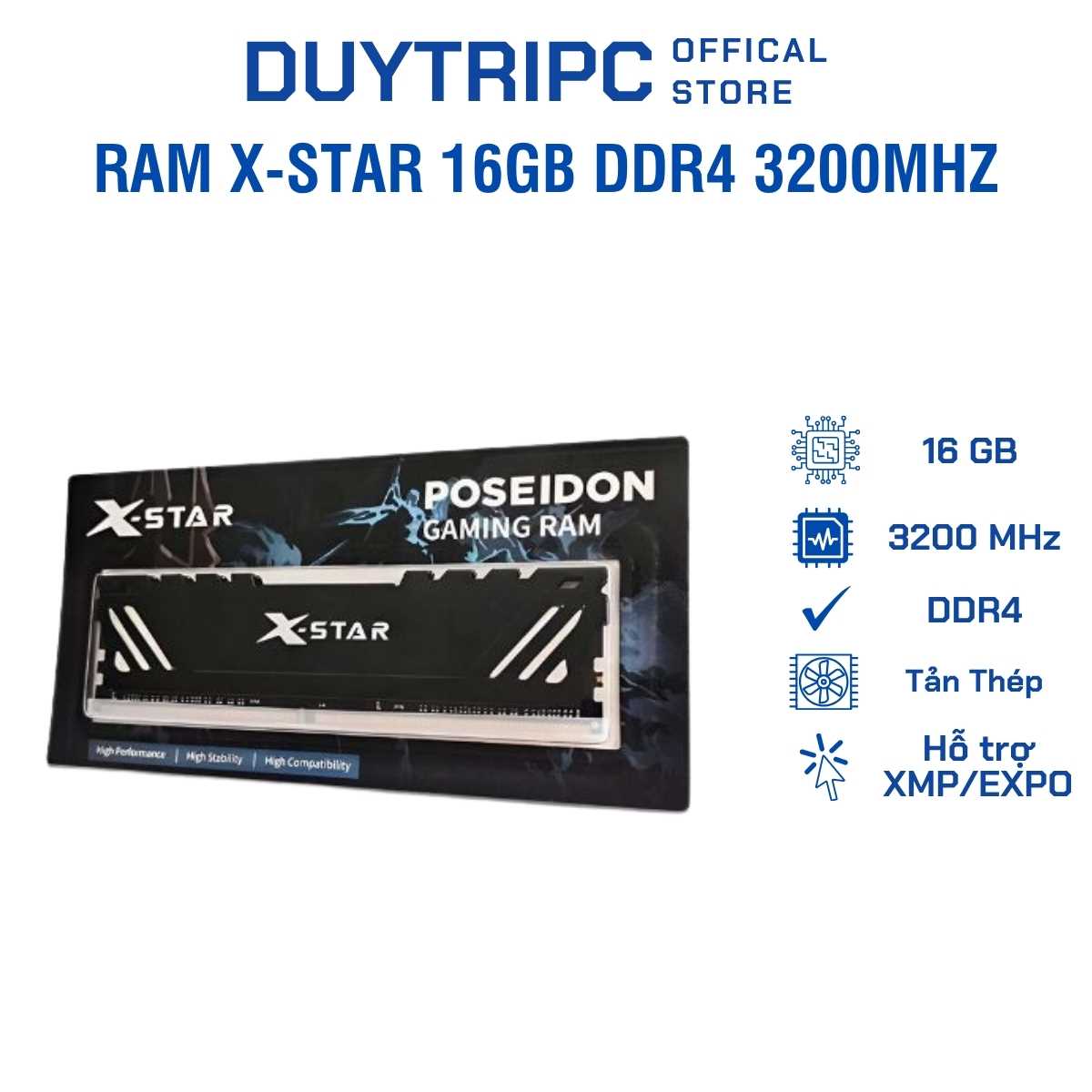 RAM X-star 16GB DDR4 3200MHz – Dung Lượng Lớn, Tản Nhiệt Xịn, Hiệu Năng Vượt Trội